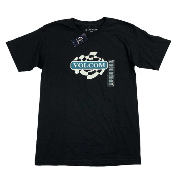 Volcom Mens Oval Track Logo Short Sleeve Crewneck T-Shirt Black S - Picture 1 of 4